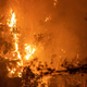 A nighttime view of a wildfire on the Greek island of Evia on August 9, 2021.